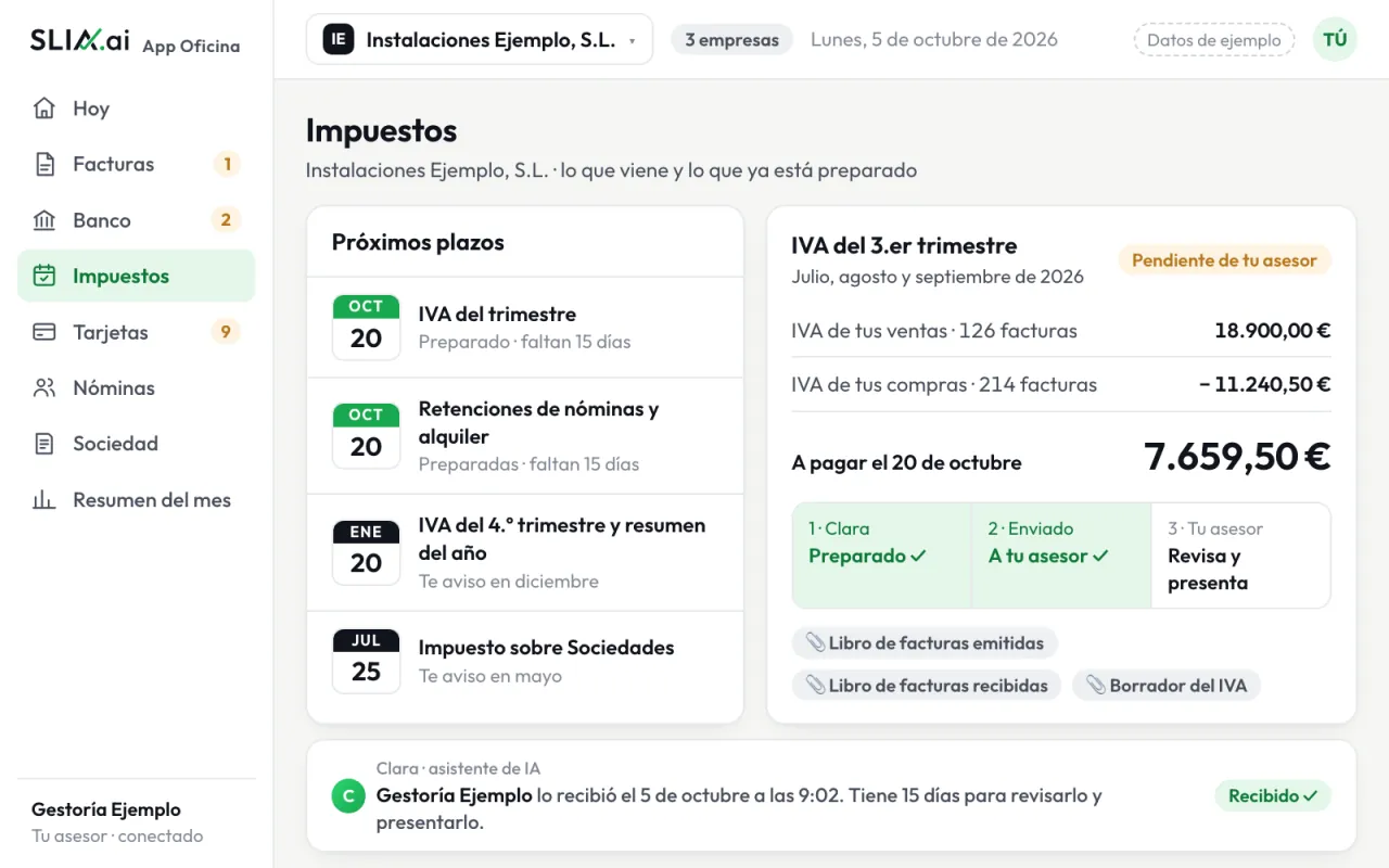 Pantalla de ejemplo de App Oficina, con Clara.